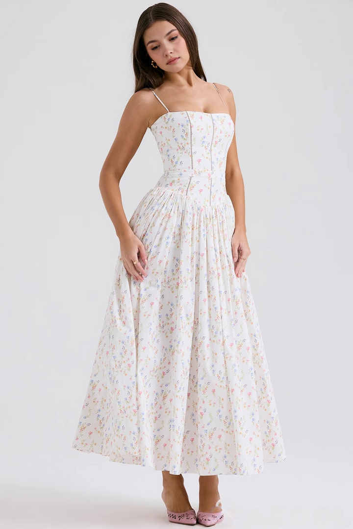 Mary Floral Print Gathered Maxi Dress