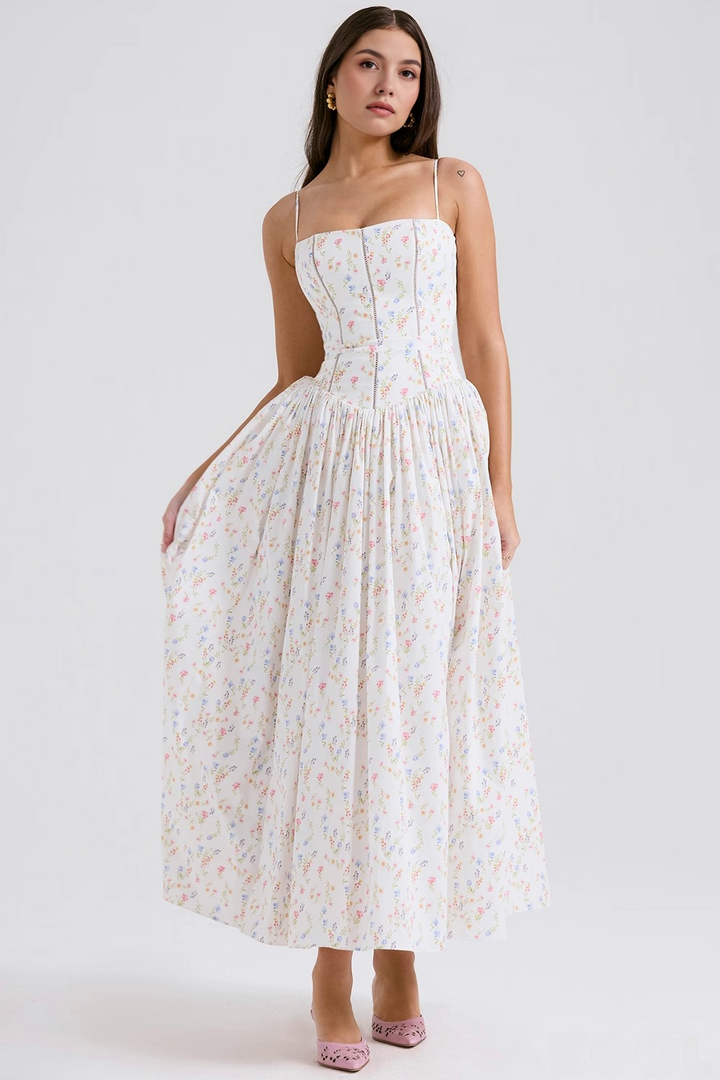 Mary Floral Print Gathered Maxi Dress