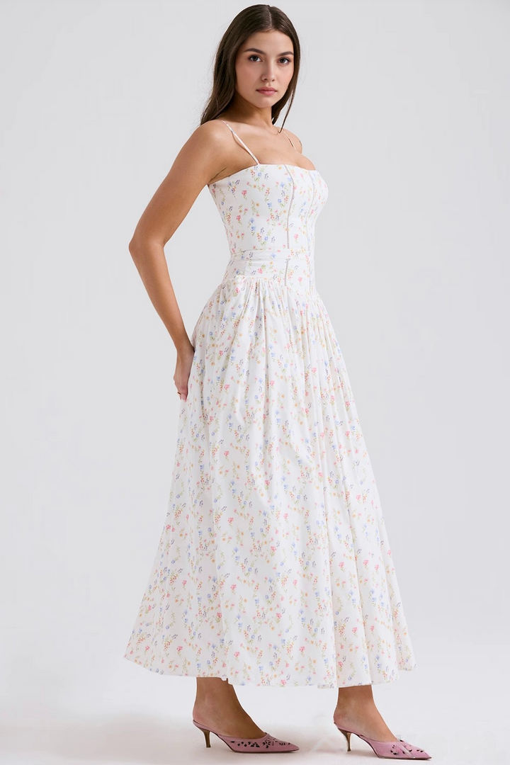 Mary Floral Print Gathered Maxi Dress