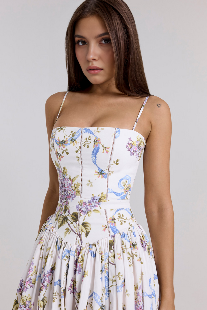 Mary Floral Print Gathered Maxi Dress