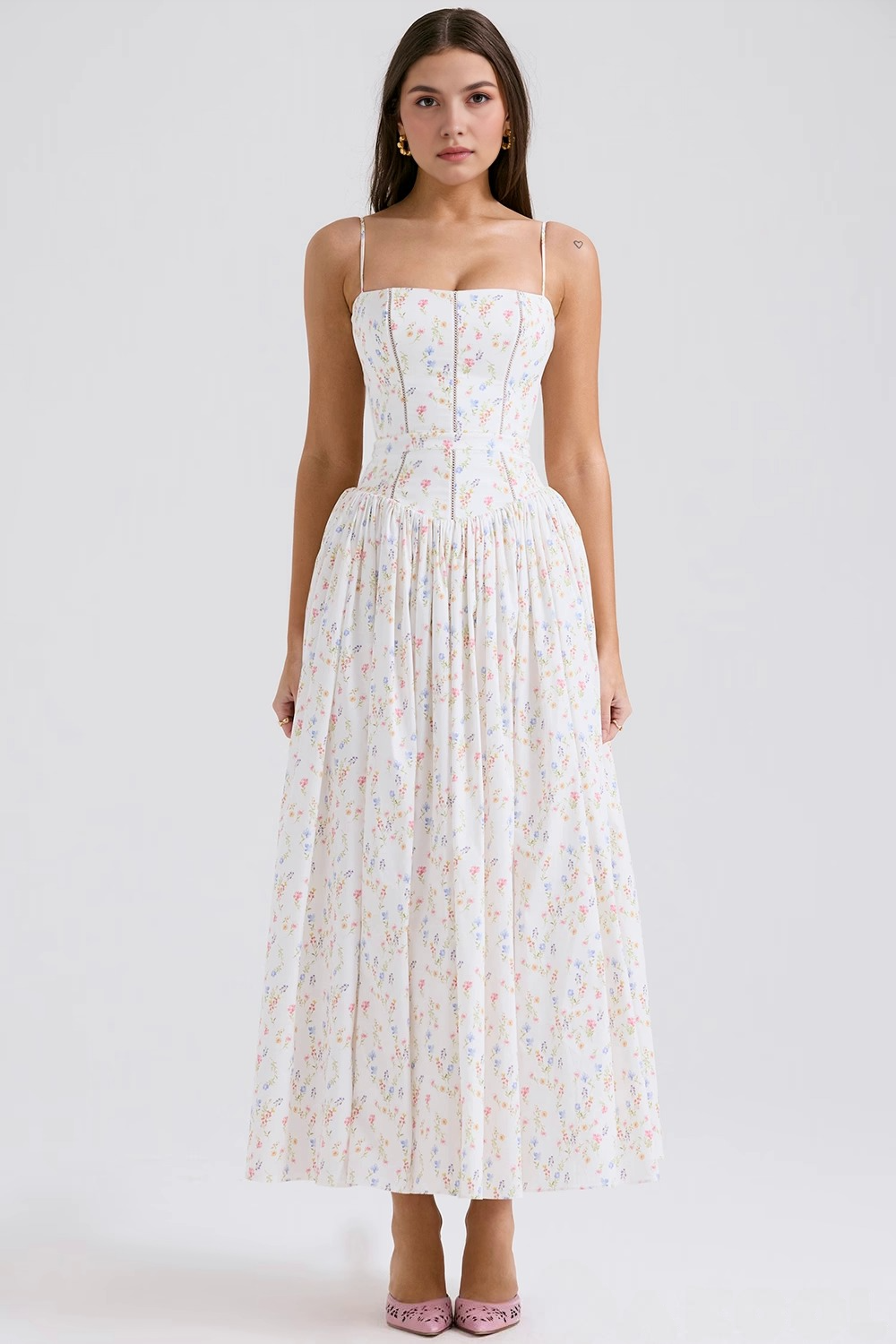 Mary Floral Print Gathered Maxi Dress
