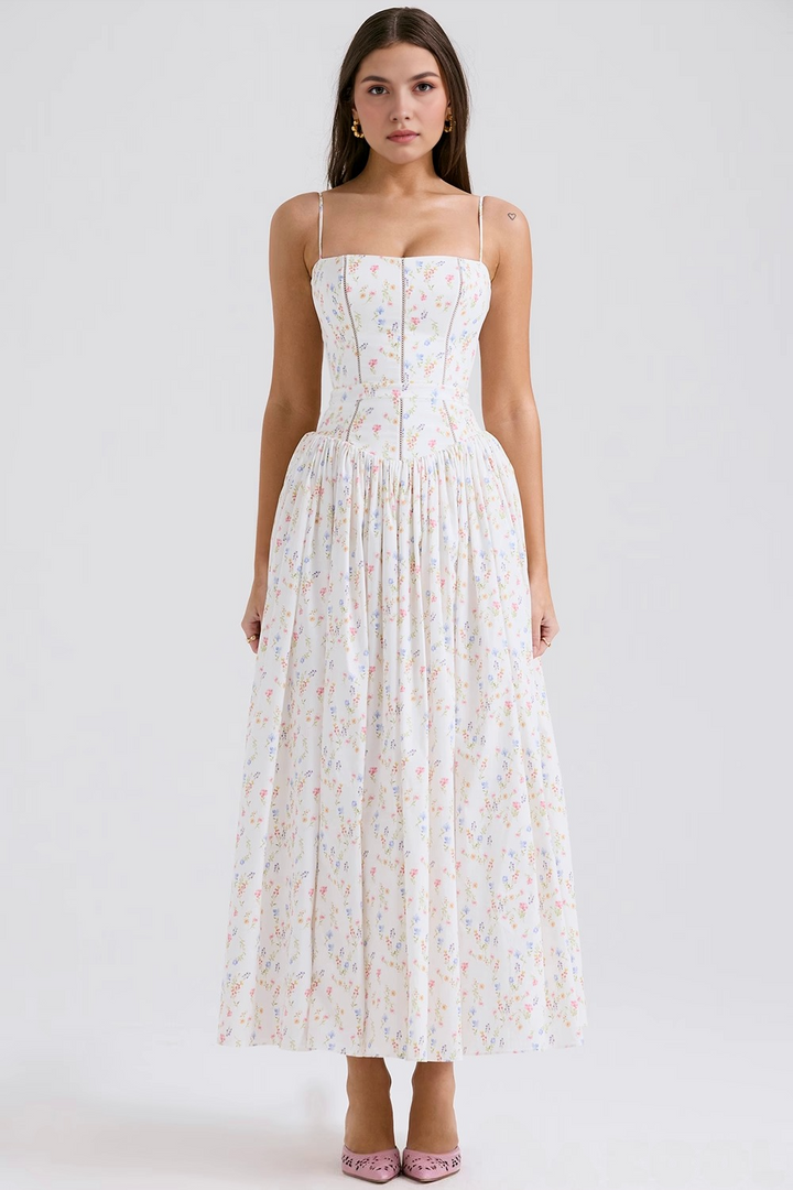 Mary Floral Print Gathered Maxi Dress