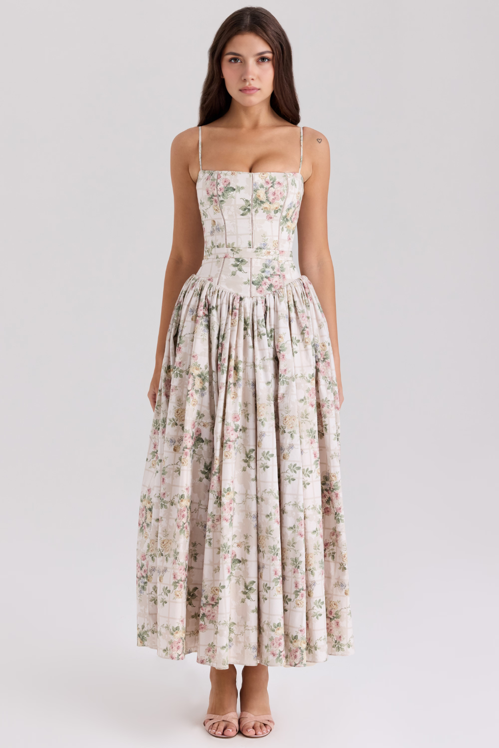 Mary Floral Print Gathered Maxi Dress