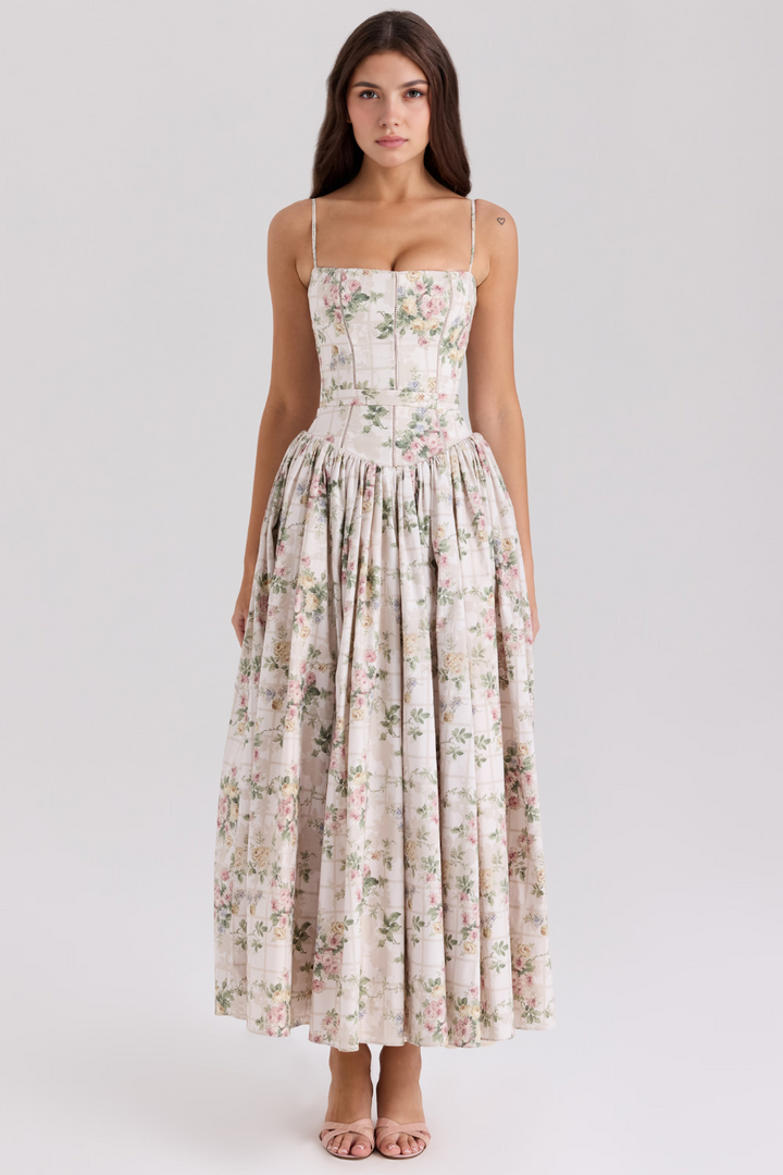 Mary Floral Print Gathered Maxi Dress