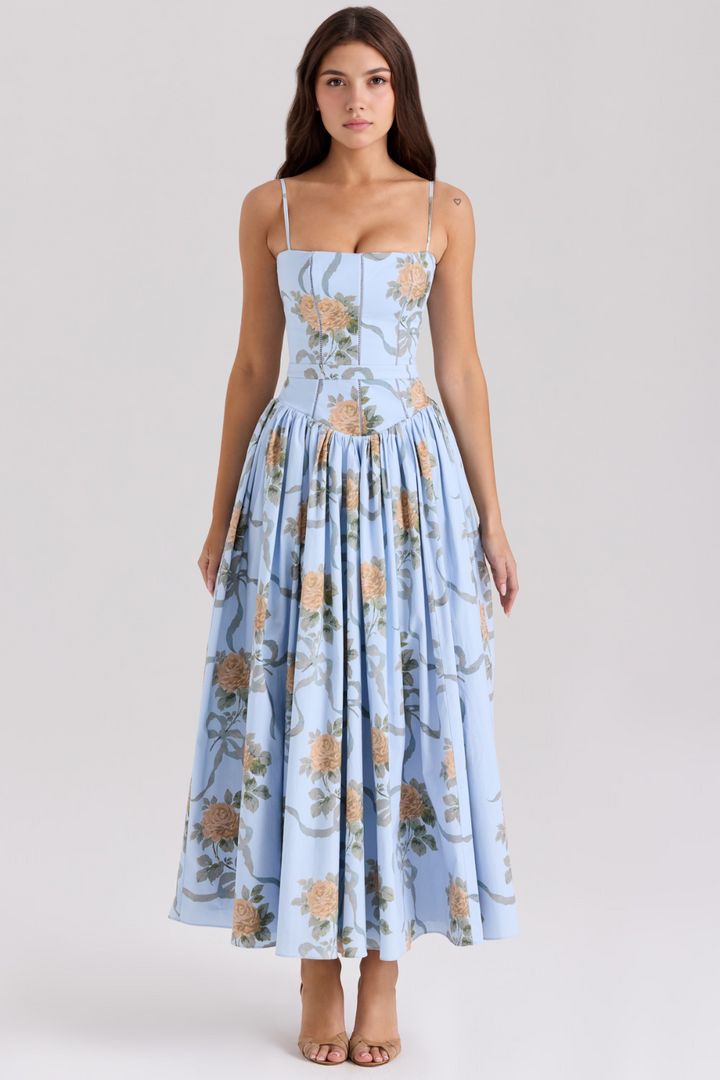 Mary Floral Print Gathered Maxi Dress