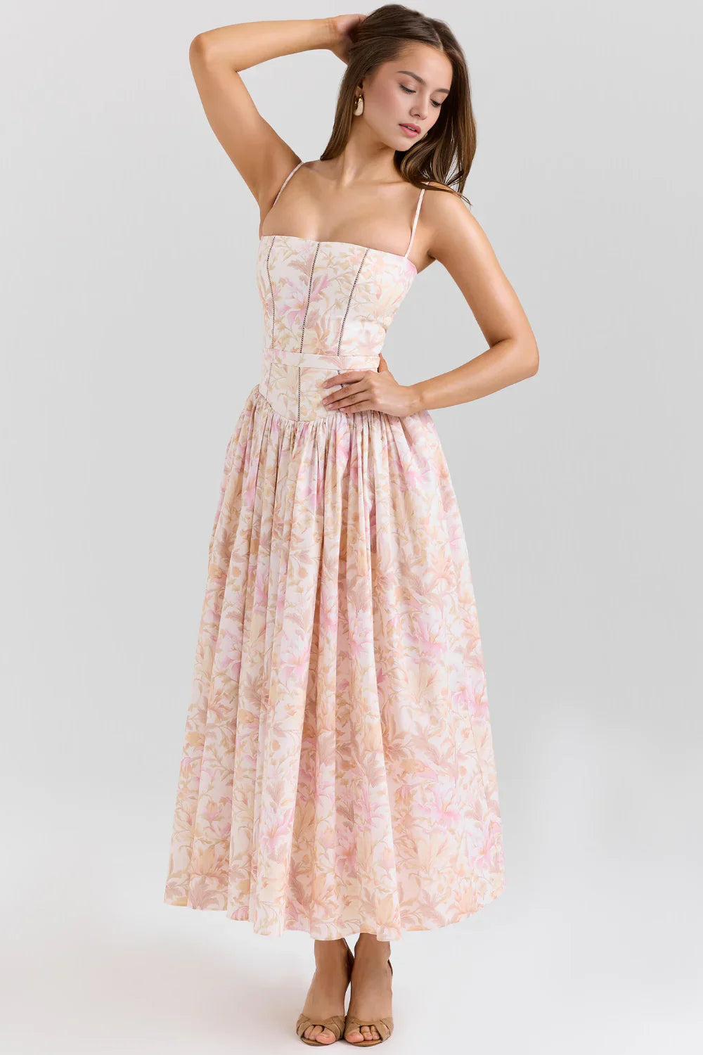Mary Floral Print Gathered Maxi Dress
