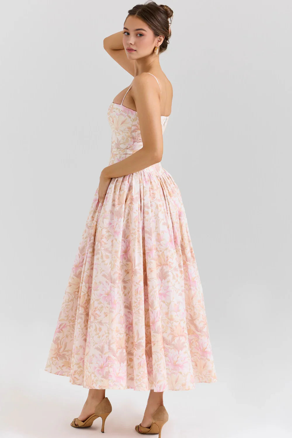 Mary Floral Print Gathered Maxi Dress