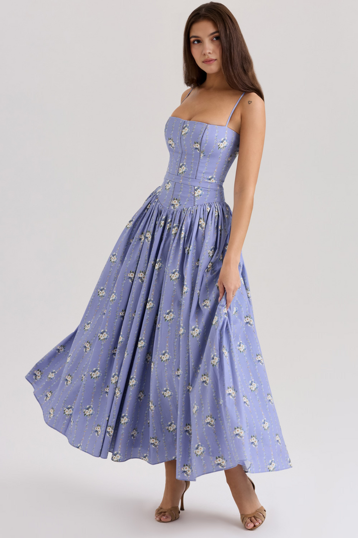 Mary Floral Print Gathered Maxi Dress