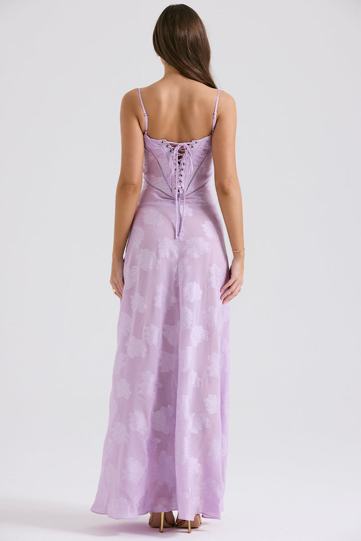Felicia Floral Jacquard Square Neck Gown