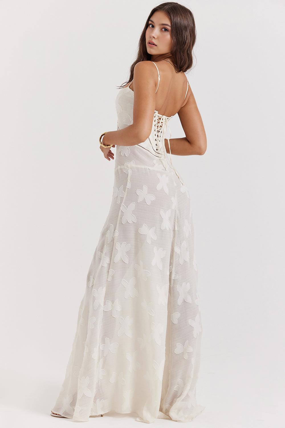 Felicia Floral Jacquard Square Neck Gown