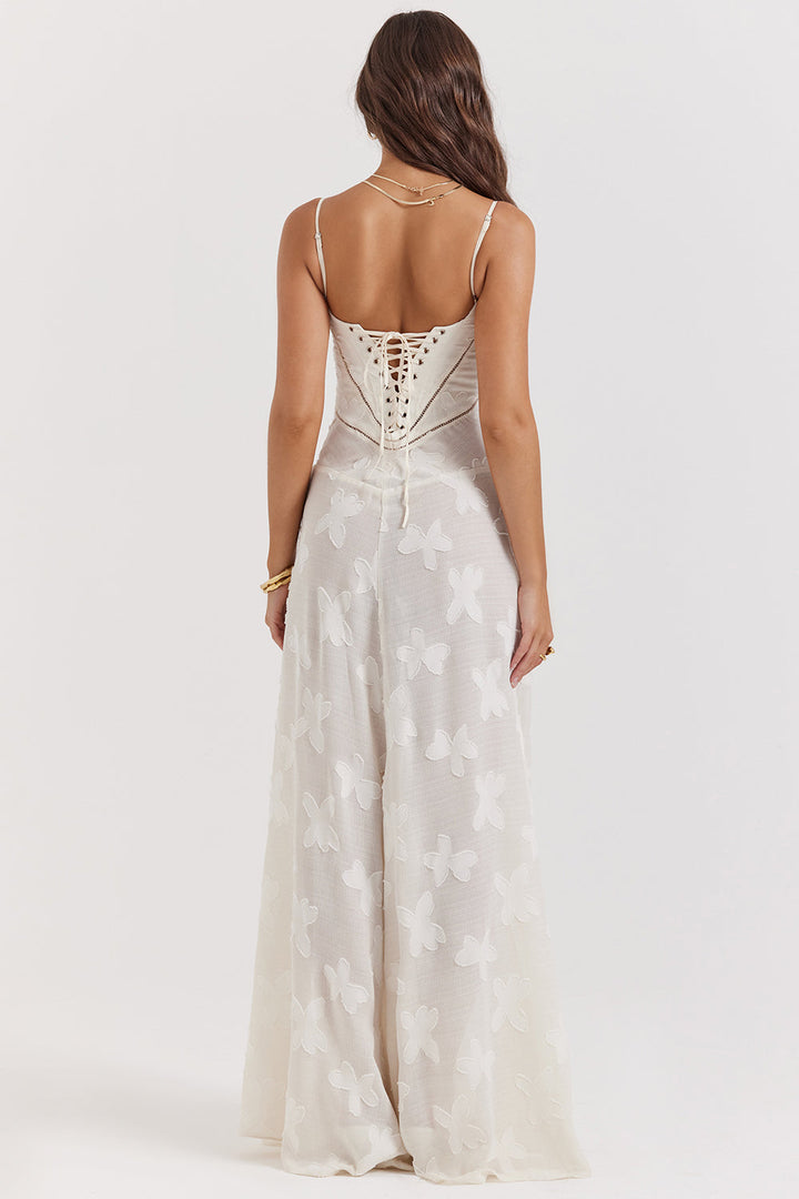 Felicia Floral Jacquard Square Neck Gown