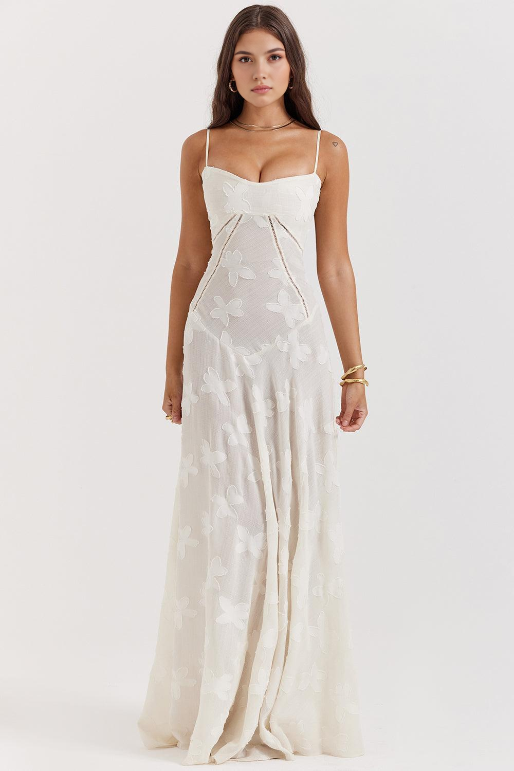 Felicia Floral Jacquard Square Neck Gown