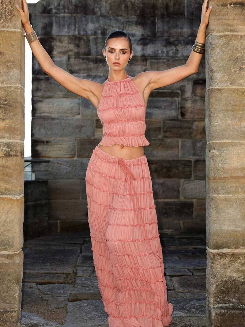 Valerie Tiered Frill Halter Two Piece Set