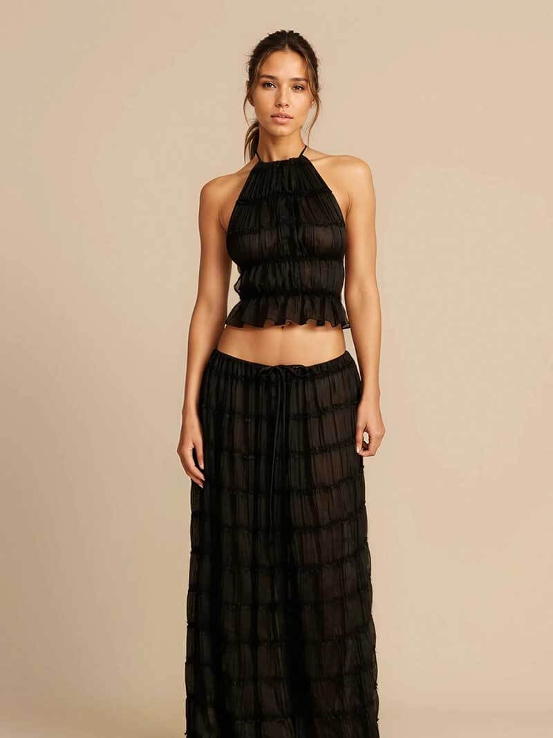 Valerie Tiered Frill Halter Two Piece Set
