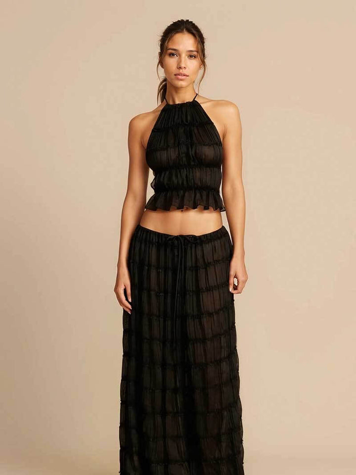 Valerie Tiered Frill Halter Two Piece Set